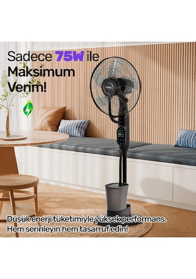 Npo N01 Buz Eklenebilir Ultrasonik Buharlı Zaman Ayarlı 3 Kademli Sessiz 75w Akıllı Vantilatör