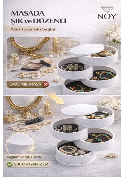 Organizer Takı Kutusu Çok Amaçlı Düzenleyici Makyaj Organizer Takı Organizeri Çekmeceli Organizer Beyaz