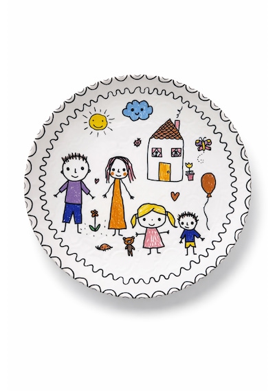 Çocuk Ve Aile Temalı Servis Tabağı Seti 6 Adet, 27 Cm Sevimli Aile Pasta, Tatlı, Kahvaltı Tabağı Çok Renkli