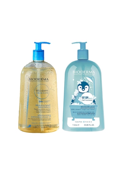 Bioderma Abcderm Foaming Cleanser 1 lt+Bioderma Atoderm Huile De Douche Shower Oil 1000 ml