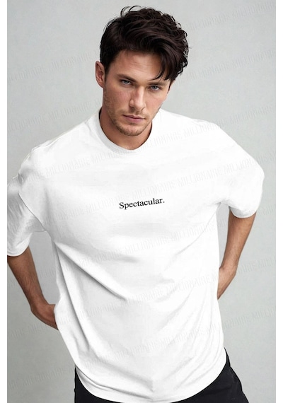 Tarzsokak Erkek Spectacular Beyaz Bisiklet Yaka Oversize Salas
