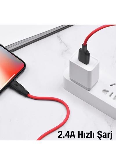 Hoco X21 Plus Usb To iPhone Uyumlu Lightning Silikon Hızlı Şarj Ve Data Kablosu- 5775