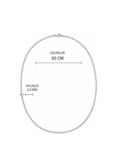 Erkek Çelik İnce Ataç Zincir Kolye 2,5 Mm 65 Cm Gümüş
