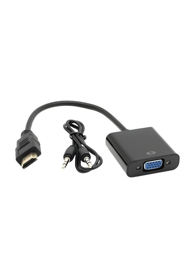 Gabble Hdmı To Vga Çevirici 1080p 3.5mm Ses Çıkışlı Hdmı Erkek Vga Dişi Siyah