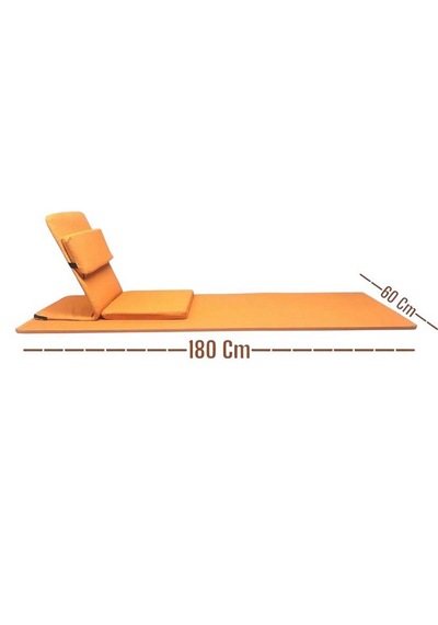 Backjack Meditasyon Sandalyesi Destekli Yer Minderi + 60x180 Kumaş Mat - Backjack 3xl Turuncu