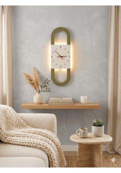 Berlin Ahşap Salon Duvar Saati Pilli Ledli Quartz Ultra Sessiz Mekanizma 28 Cm X 85 Cm Bej