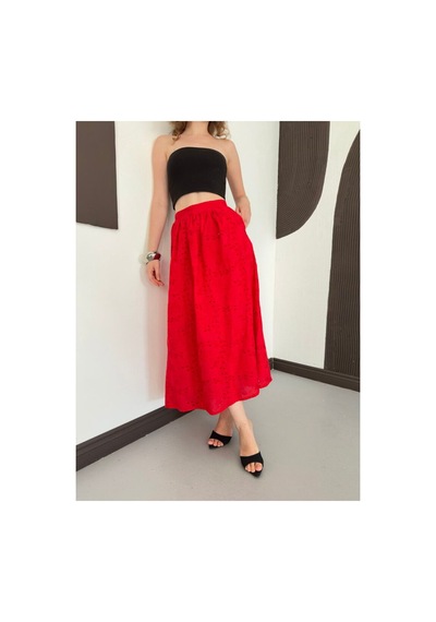 Verymoda Brode Uzun Etek - F2080 Kırmızı