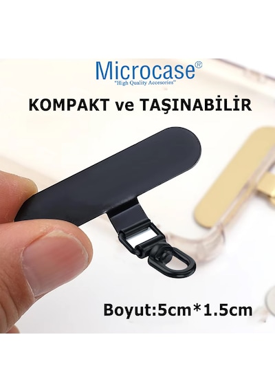 Microcase 360 Döner Başlıklı Telefon İp Askılıklar İçin Paslanmaz Çelik Tutacak Bağlantı Parçası-al4926 Siyah