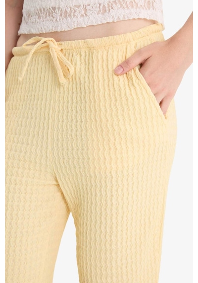 Defacto Wide Leg Cepli Normal Bel Standart Boy Bürümcük Pantolon F7659ax25auyl252 Sarı
