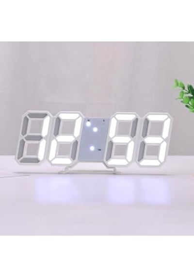 Beyaz Led Dijital Dekoratif Masa Veya Duvar Saati Çok Renkli