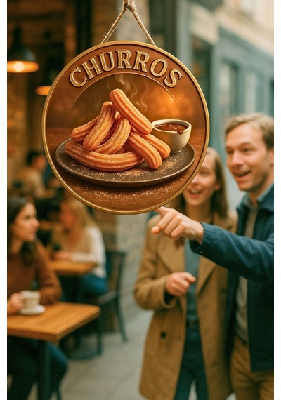 Churros Temalı İpli Ahşap Kapı Duvar Süsü, Pastane, Tatlı Dükkanı, Cafe Tablo Dekoru
