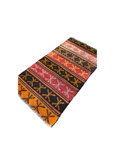 El Dokuması Kök Boya Cicim Kilimi 57x110 Renkli %100 Yün Kilim