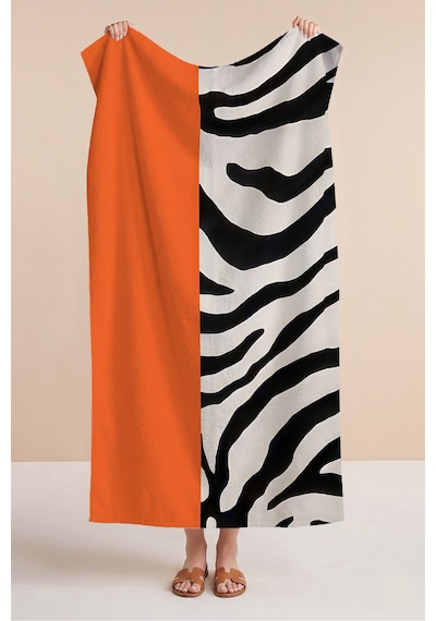 Zebra Desenli Turuncu Siyah Plaj Havlusu - Animal Print Havuz Deniz Banyo Hızlı Kuruyan Sahil Örtüsü Pastel Yasemin Zebra Desenli Turuncu Siyah Plaj Havlusu - Animal Print Havuz Deniz Banyo Hızlı Kuruyan Sahil Örtüsü Pastel Yasemin