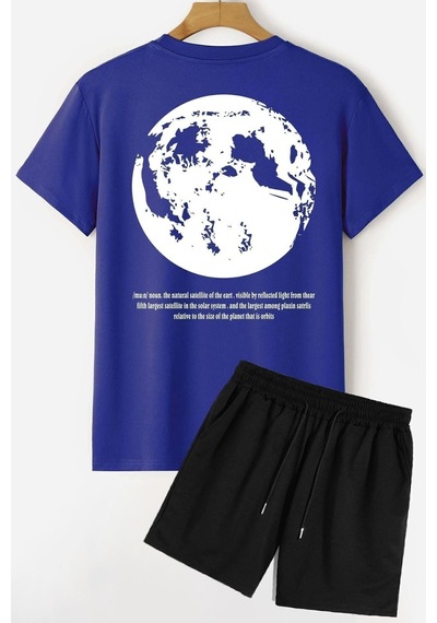 Uyguntarz Evren Temalı Şort T-shirt Eşofman Takımı Mavi