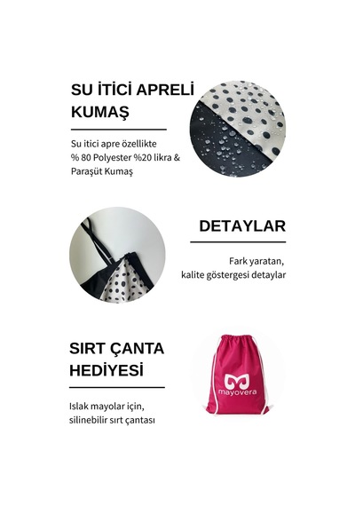 Mayovera Etekli Mayo - Puantiye Siyah  -  Beyaz