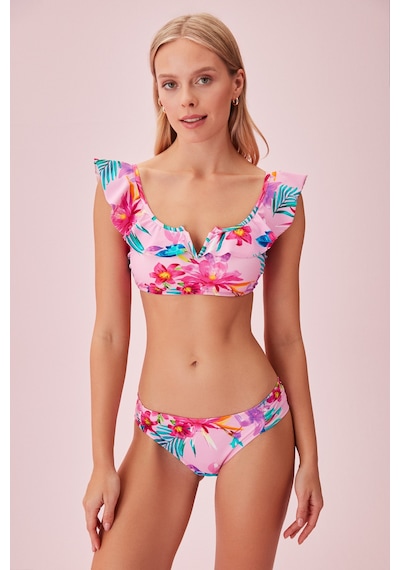 Suwen Volanlı Bralet Bikini Üst Sb24400p1317 Pembe Tropikal