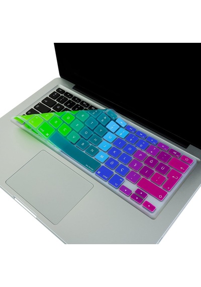 Macbook Klavye Koruyucu Türkçe Q Silikon Uyumlu Dazzle Desenli Air 13 İnç A1466 A1369 Pro 13 İnç A1502 A1425 Pro 15 İnç A1398 A1286 Pro 17 İnç A1297 Pembe Yeşil