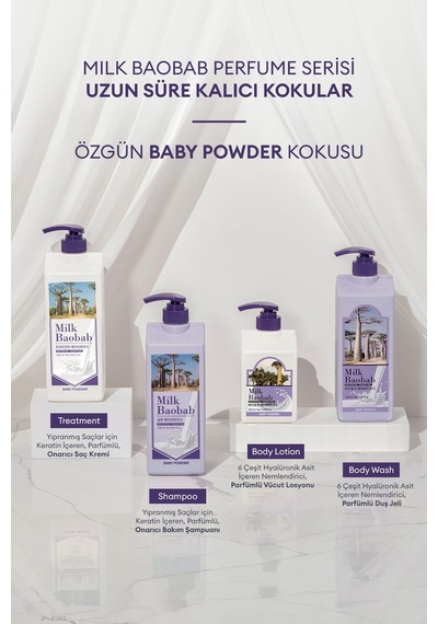 6 Hyalüronik Asitle Nemlendiren Parfümlü Vücut Losyonu Mılk Baobab Perfume Body Lotion Baby Powder