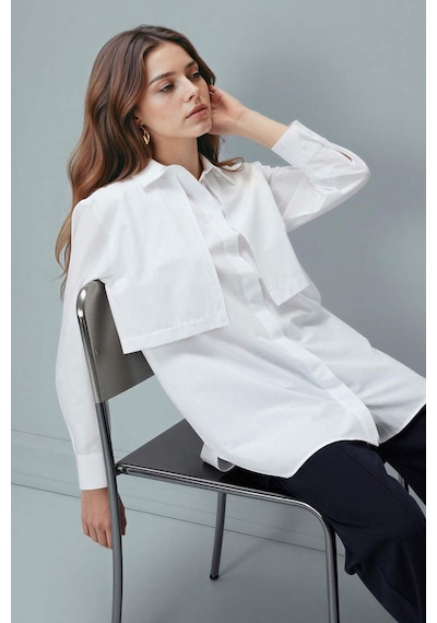Defacto Regular Fit Poplin Uzun Kollu Tunik G9243ax26spwt32 Beyaz-wt32