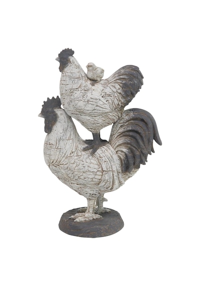 Çiftlik Evi Polystone Horoz Heykel, 8" X 5" X 12", Beyaz
