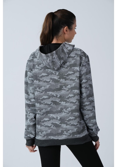 Alexander Gardi Alexandergardı Kamuflaj Desenli Kapüşonlu Sweatshirt E21-72101 Gri