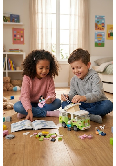 Ogi Mogi Toys Eğitici Bloklar Işıklı Yeşil Karavan 304 Parça, Yapı Seti