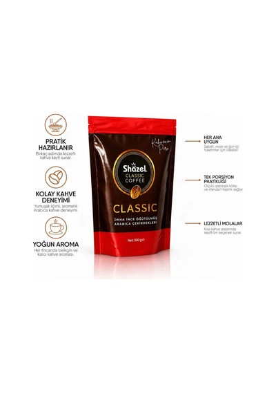 Shazel Classic 100% Arabica Granül Kahve 500 Gr X 6 Adet