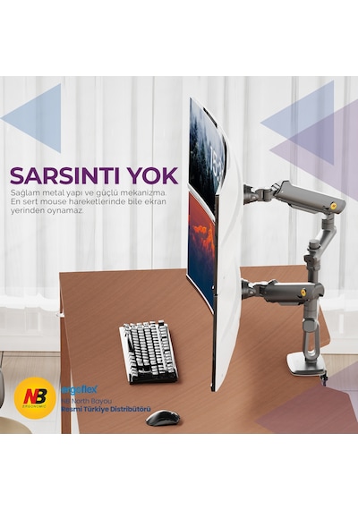 Nb Ergonomic Nb D9c 27-50 İnch Çift Kol 2-20 Kg Profosyonel Gaming Monitör Standı