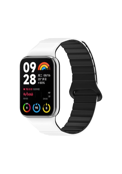 Ekılıf - Xiaomi Redmi Watch 4 Uyumlu - Kordon Silikon Kordon Strap Kayış Krd-105 - Beyaz-siyah