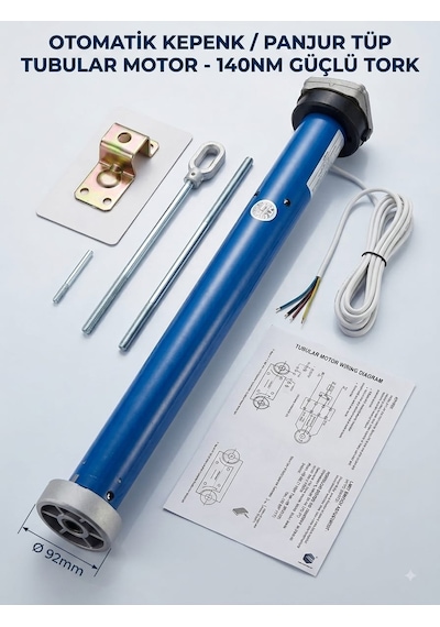 Tüp Motor Kepenk Panjur Motoru 140nm Çap 92mm Boru Uyumlu