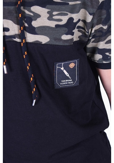 Fyk Kids Kamuflaj Desenli Kaprili Sweatshirtlü Erkek Çocuk Alt Üst Takım Haki Yeşil