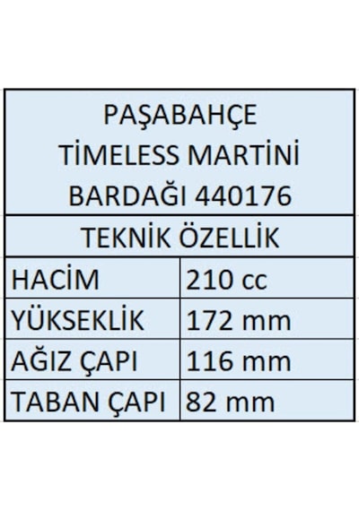 Paşabahçe Timeless Martini Ayaklı Kadeh Bardak- Sunum Bardağı 4 Lü 440176
