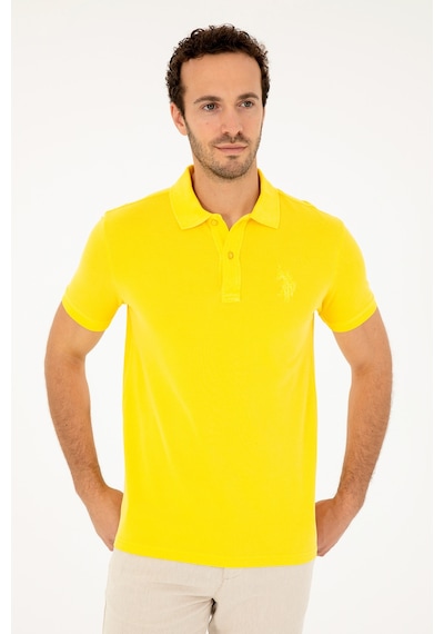 U.S. Polo Assn. Erkek Slim Fit Polo Yaka Sarı Basic Tişört 50294207-VR044