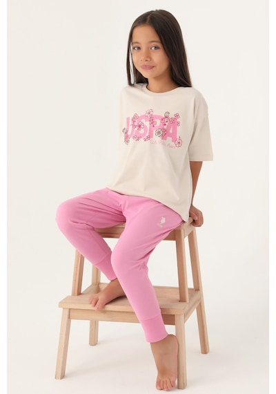 U.s. Polo Assn Lisanslı Daisy Bej Kız Çocuk Pijama Takımı 5274-43085 Bej