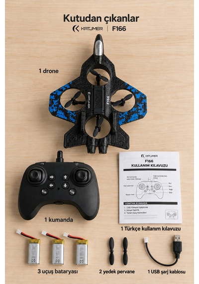 S1 F166 Köpük Gövdeli Kumandalı Mini Drone, Kamerasız, 44,8 G, İrtifa Sabitleme, 360 Takla, 2,4 Ghz Siyah