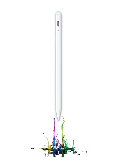 Apple Uyumlu iPad Air 11 2024 Yapışarak Manyetik Şarj Olabilen Avuçiçi Ve Eğim Özellikli Tablet Kalemi Beyaz