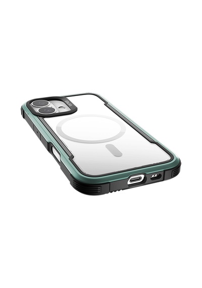 Apple Uyumlu iPhone 16 Kılıf Magsafe Şarj Özellikli Airbagli Raptic Shield Serisi Şeffaf Arka Yüzey Kapak Yeşil