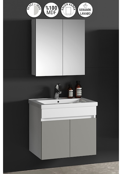 Çiğdem 65 Cm Beyaz-inox Balon Mdf Seramik Lavabolu Asma Banyo Dolabı Takımı Çiğdem 65 Cm Beyaz-inox Balon Mdf Seramik Lavabolu Asma Banyo Dolabı Takımı