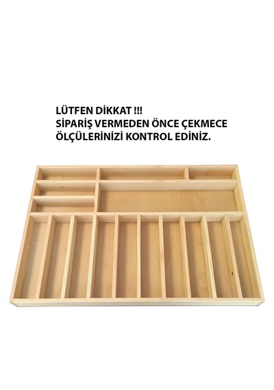 Ayfiwood 65x45 Cm. Doğal Ahşap Kaşıklık Kepçelik Mutfak Çekmece İçi Organizer