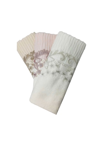 3 Lü Tül Dantel İşlemeli Boncuklu Havlu Seti 50x90 Cm Çok Renkli