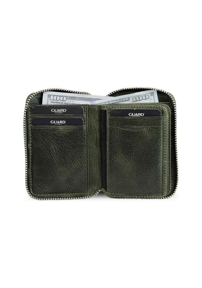 Guard Fermuarlı Antik Yeşil Deri Mini Cüzdan - Grd2403xw22441 Diğer Çok Renkli