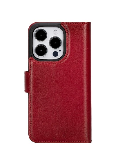 Apple Uyumlu   iPhone 15 Pro Deri Cüzdanlı Kılıf   Mwwn V4ef Kırmızı