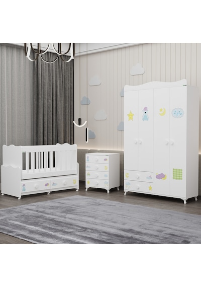 Elegant Yıldız 4 Bebek Odası Takımı - Uykucu Beyaz