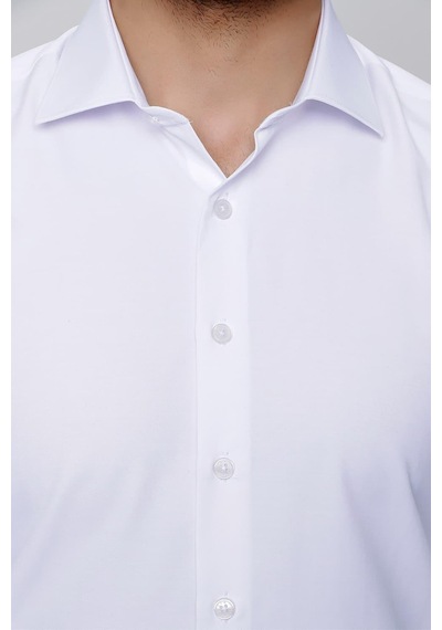 Efor Slim Fit Pamuk Saten Klasik Beyaz Gömlek Gk 604 Beyaz