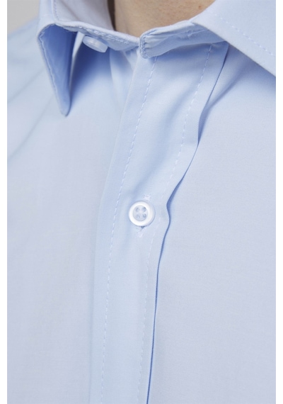Tudors Modern Slim Fit Düz Erkek Gömlek-27248-Mavi