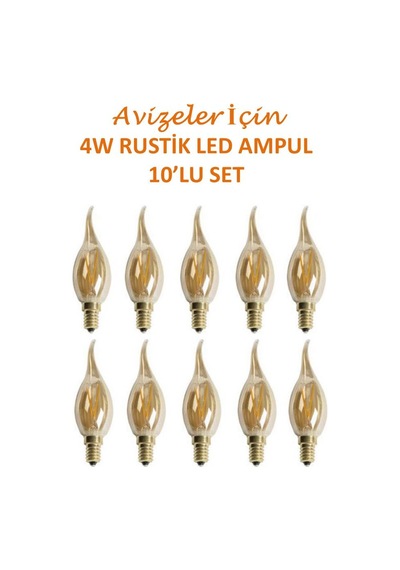 Cata 4281 Avizeler için Ince Duylu Led Ampul 4W Amber 10 Adet
