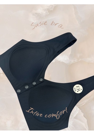 Susie Önü 4 Düğmeli Açılabilen Üstün Kalite Dikişsiz Lazer Balens Siyah