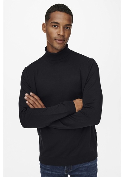 Only & Sons Onswyler Life Reg Roll Neck Knit Noos Erkek Siyah Kazak - 22020879