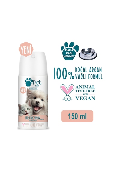 Pet Love Tüy Bakım Spreyi Vanilya Doğal Argan Yağlı 150 ML