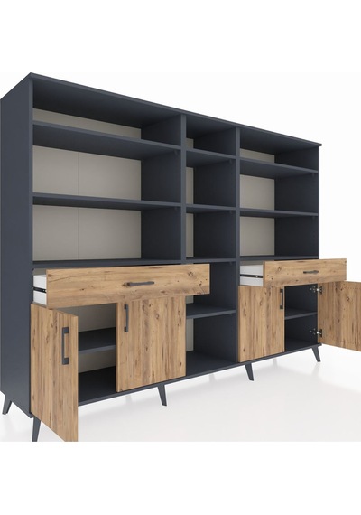 Hyperion Dolap 12 Raflı 2 Çekmeceli 4 Kapaklı 220x44x163 Antrasit-çam Atlas Çam - Antrasit Hyperion Dolap 12 Raflı 2 Çekmeceli 4 Kapaklı 220x44x163 Antrasit-çam Atlas Çam - Antrasit